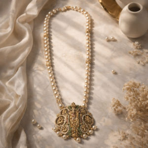 Antique Gold Temple Pearl Pendant Necklace – Traditional Bridal Statement Jewelry for Wedding & Festival Wear