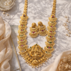 Royal Lakshmi Temple Gold Bridal Statement Necklace Set