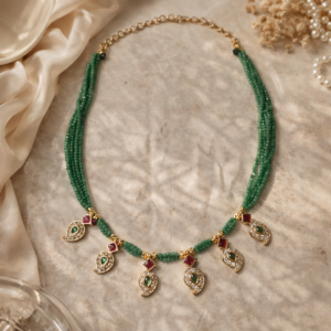 Emerald Green Multi-Strand Beaded Statement Necklace – Traditional Ethnic Designer Jewelry for Wedding & Festive Wear