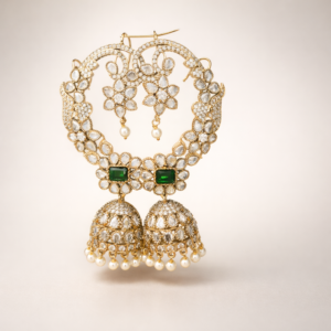 Polki Style Jhumka Ear Cuff Bridal Earrings