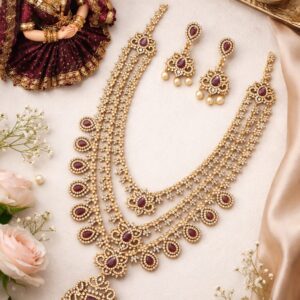 Bridal Ruby Gold Plated Necklace
