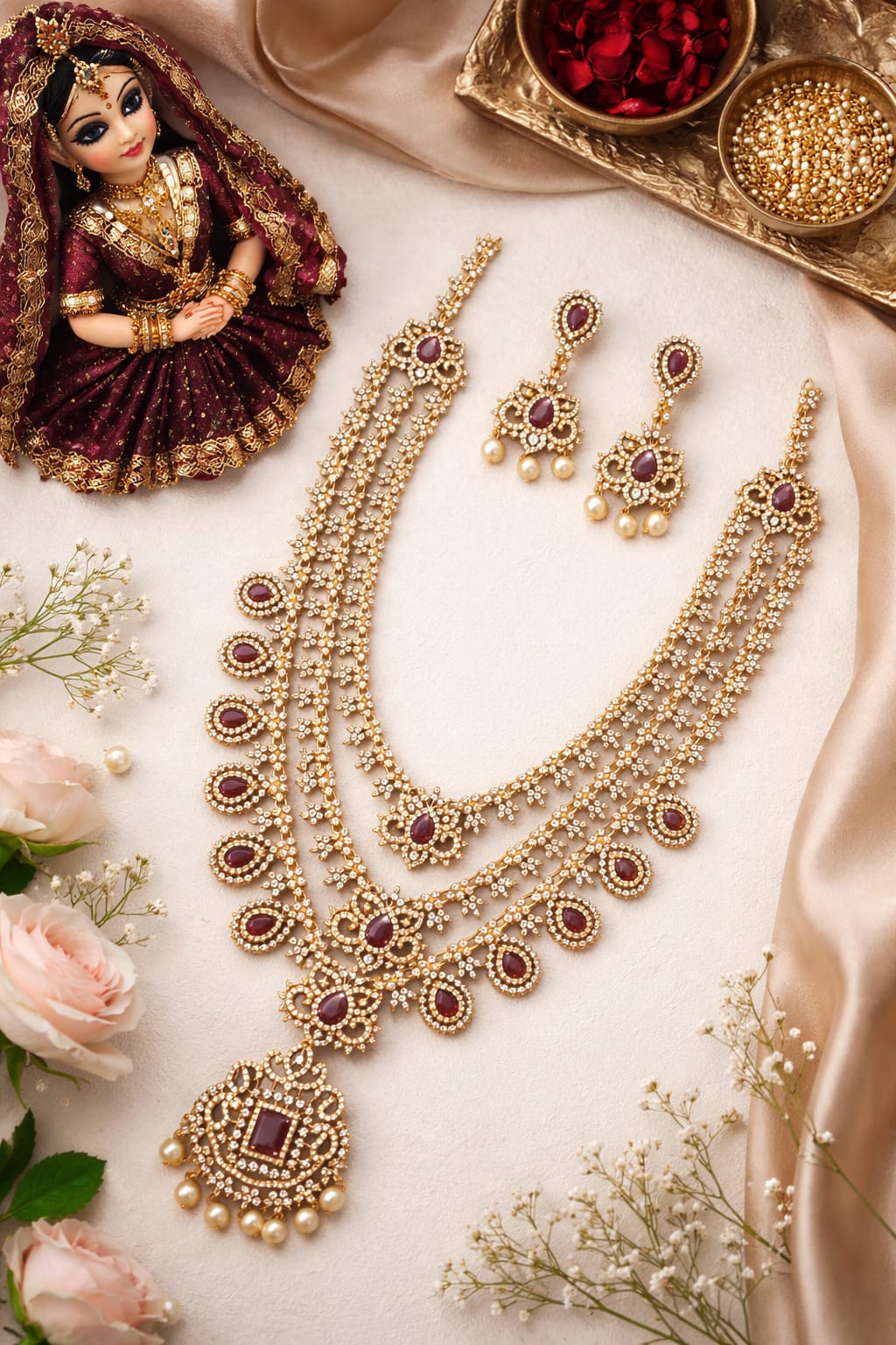 Bridal Ruby Gold Plated Necklace