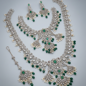 Emerald Polki Bridal Choker & Haar Jewelry Set